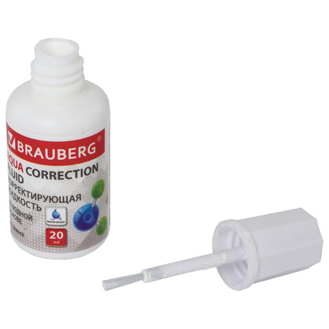 Корректирующая жидкость BRAUBERG "Aqua" на водной основе 20 мл, с кисточкой