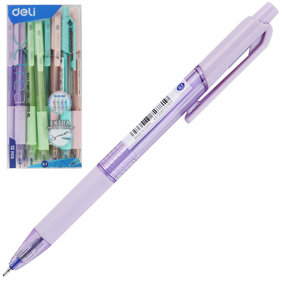 Ручка шарик/автомат. "Extra" 0,7 мм., пласт., ассорти, стерж. синий