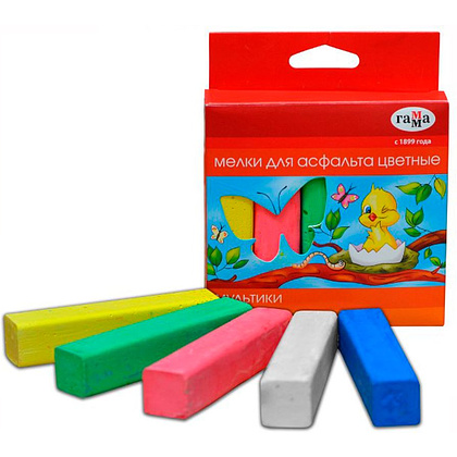 Мелки д/асфальта 5 шт. "Мультики" ассорти