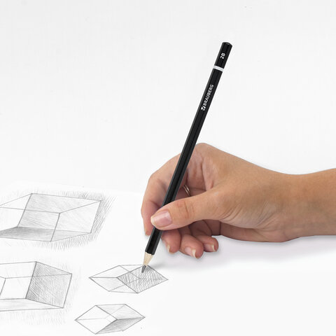 Карандаш чернографитный  BRAUBERG, "Touch line", 2В, корпус черный, заточенный