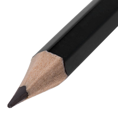 Карандаш чернографитный  BRAUBERG, "Touch line", 2В, корпус черный, заточенный