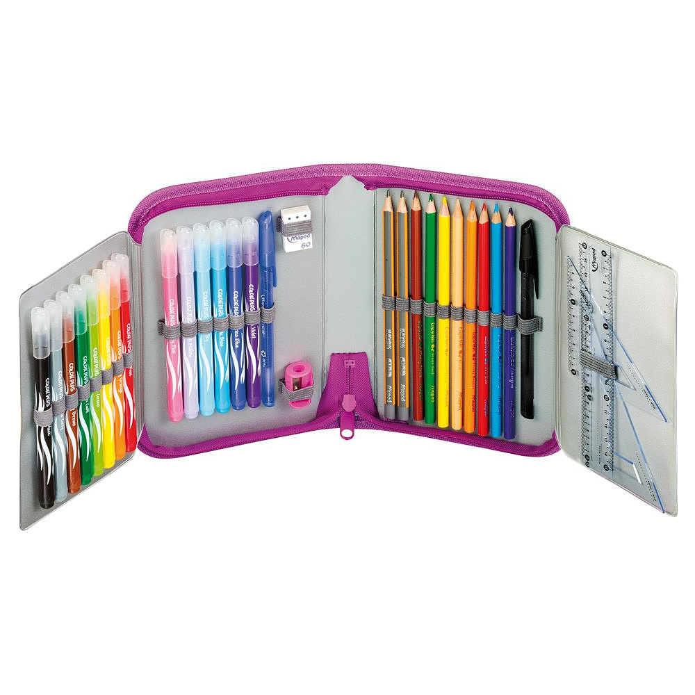 Пенал на 1 отд. "Fairy" с наполнением, полиэстер, розовый