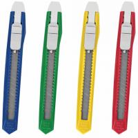 Нож канцелярский малый 9 мм STAFF "Basic Economy", фиксатор, клип, ассорти