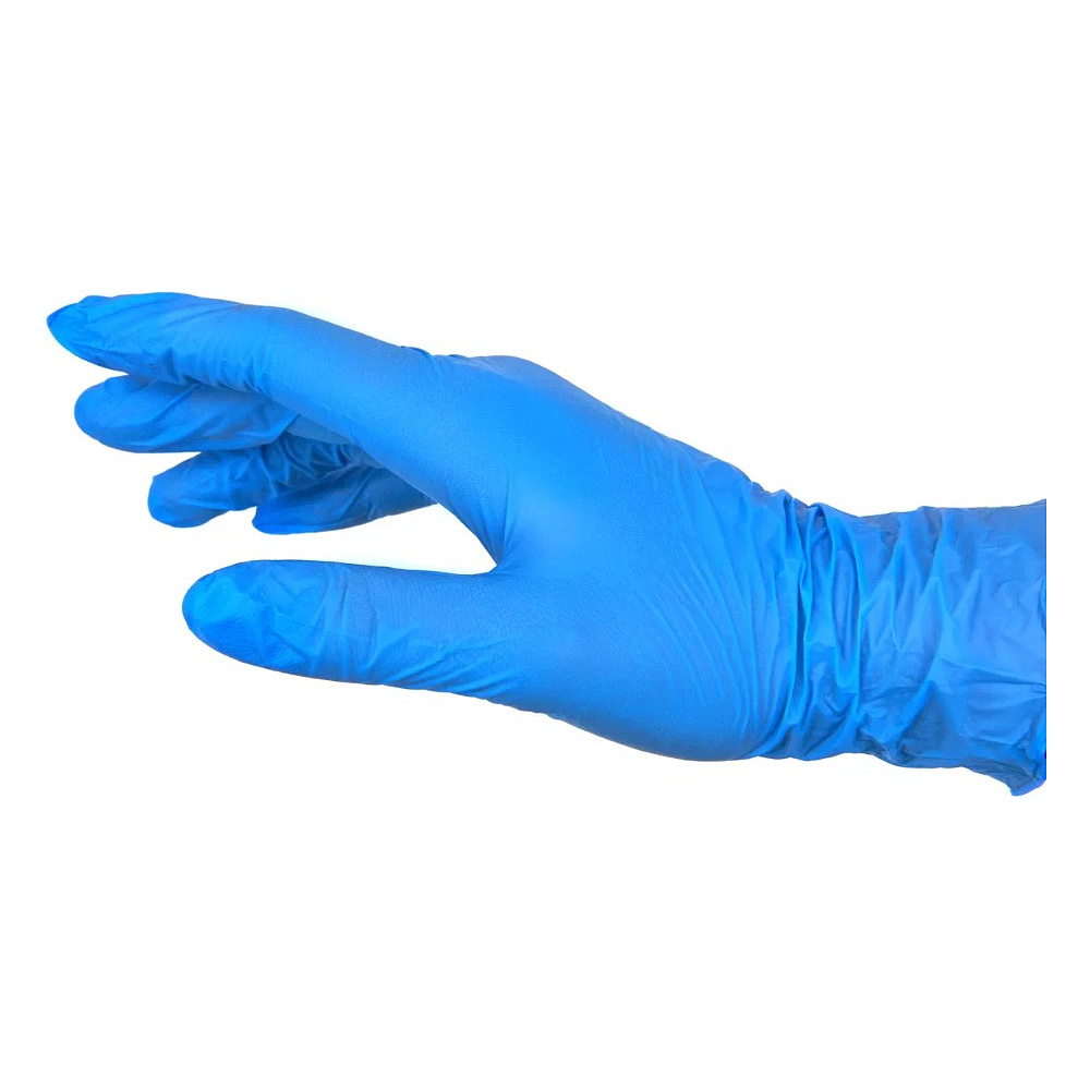 Перчатки нитриловые   неопудренные одноразовые   Zaubex, р-р M 200 шт./уп. голубой