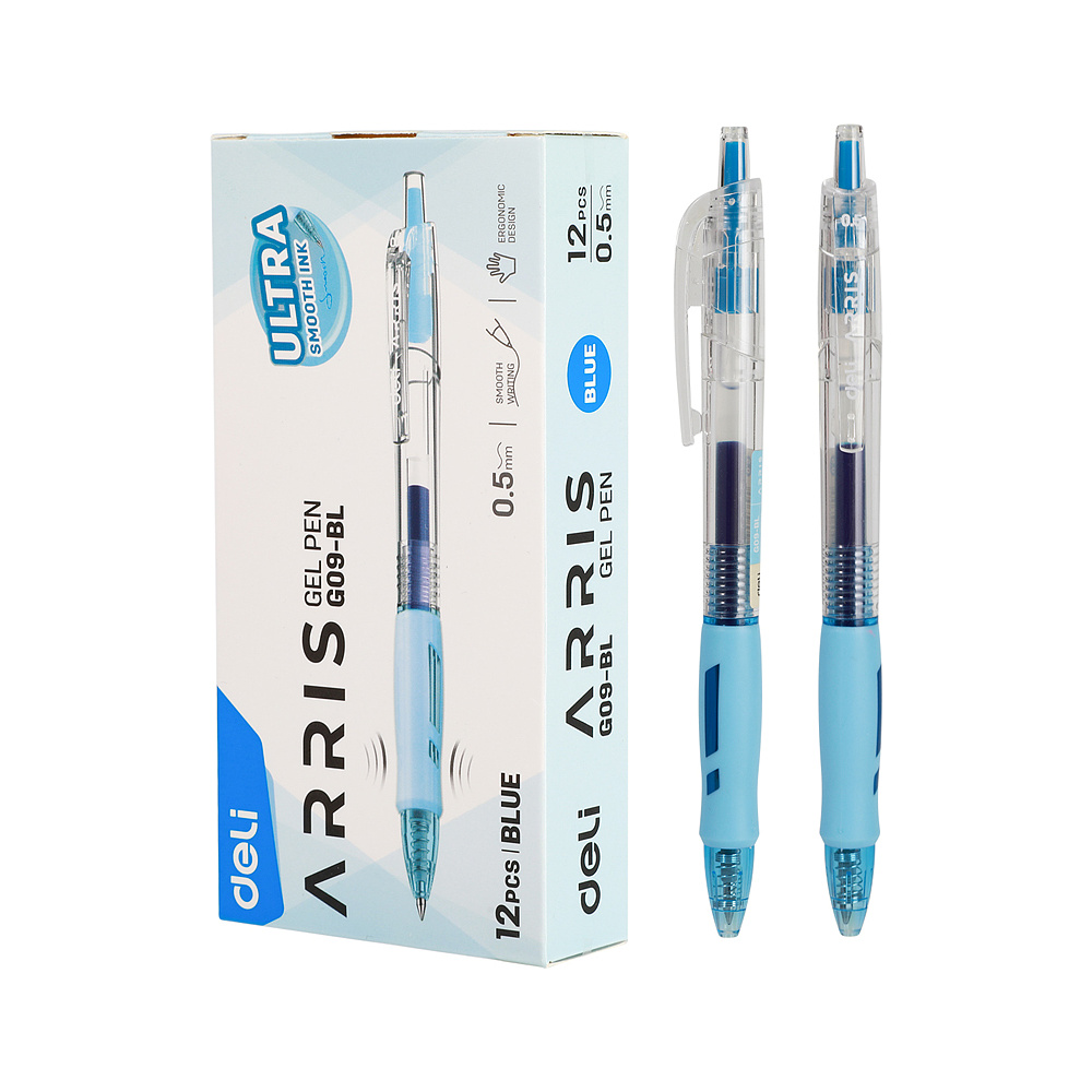 Ручка роллер "Arris" 0,5 мм, пласт., прозр./синий, стерж. синий