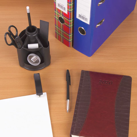 Набор настольный пластик STAFF 11 предметов, вращающийся, чёрный