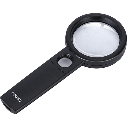 Лупа увеличительная "Deli" (увелич. в 3 раз) пласт., черный