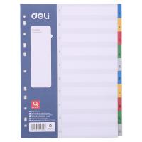 Разделитель на 10 делений А4 "Deli" пласт., с маркир., ассорти