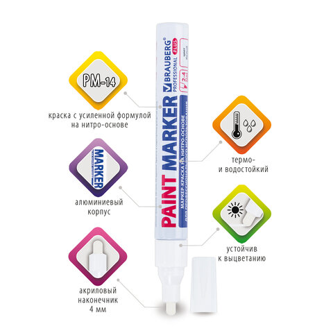 Маркер-краска BRAUBERG Profesional Plus (paint marker) лаковый, нитро-основа