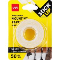 Клейк. лента двусторонняя 25,4 мм*1,5 м "Deli" монтажная, белый