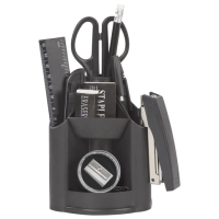 Набор настольный пластик STAFF 11 предметов, вращающийся, чёрный