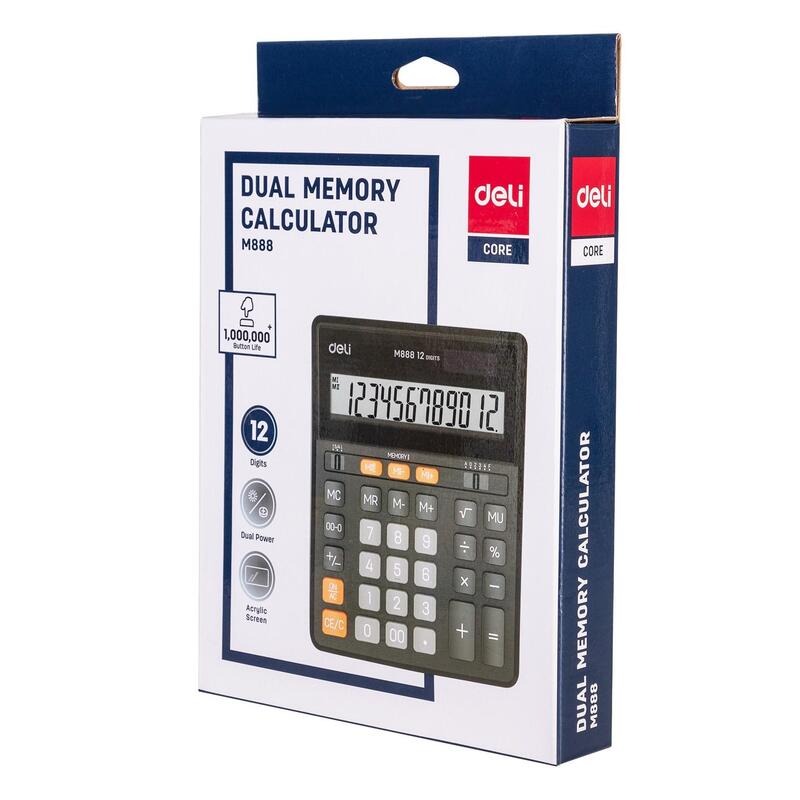 Кальк. наст. 12р. M888 Deli черный, пласт., 158*203*31 мм