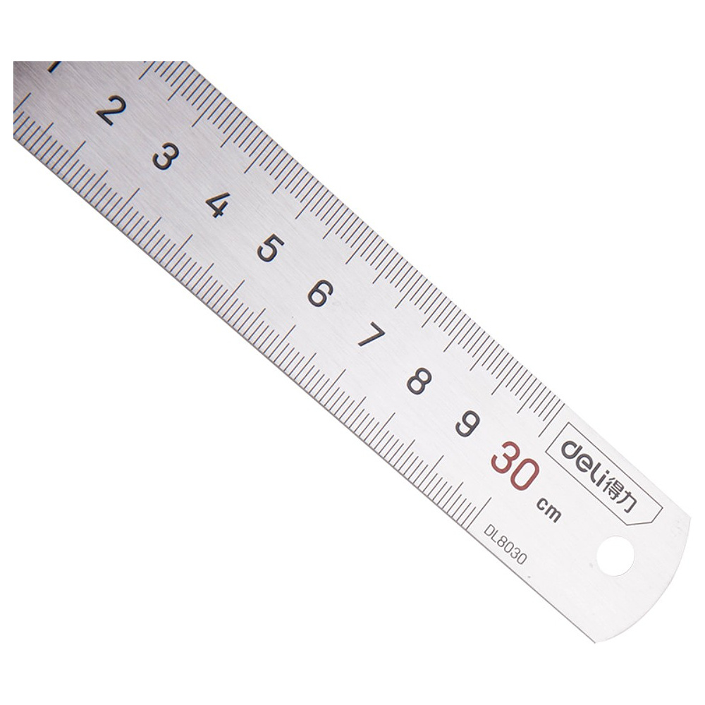Линейка 30 см "Deli 8030" металл.