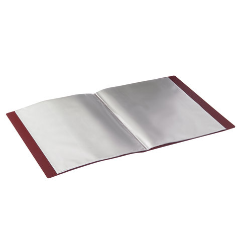 Папка пластиковая с 30 файлами BRAUBERG стандарт, красная, 0,6 мм