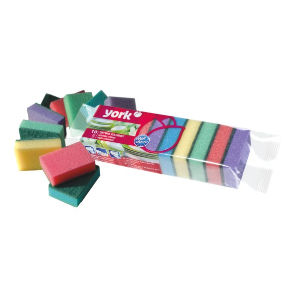 Губка кухонная для мытья посуды York Maxi 9 x 6 x 2,9 cm, 10 штук