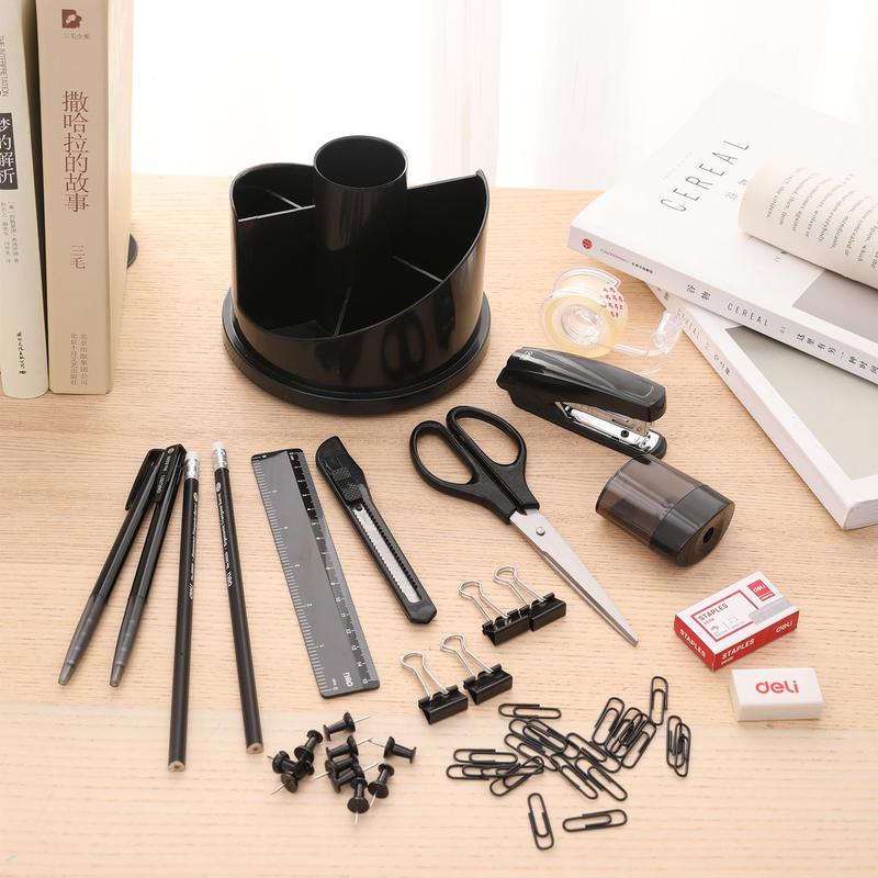 Набор настольный "Deli Maxi 38251А" пласт., 17 предм., черный