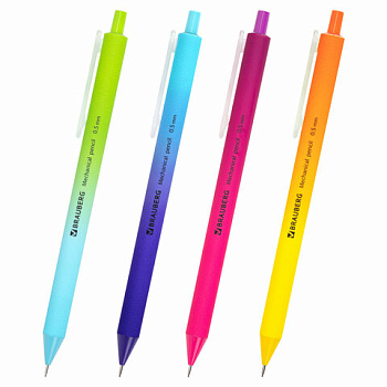 Карандаш автоматический BRAUBERG SOFT GRADE корпус soft-touch ассорти