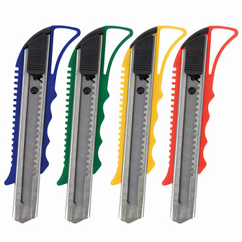 Нож канцелярский большой усиленный 18 мм STAFF "Profit"  автофиксатор, ассорти