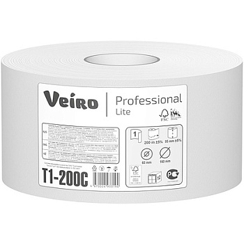 Бумага туалетная в средних рулонах 200м, 1 слой VEIRO
