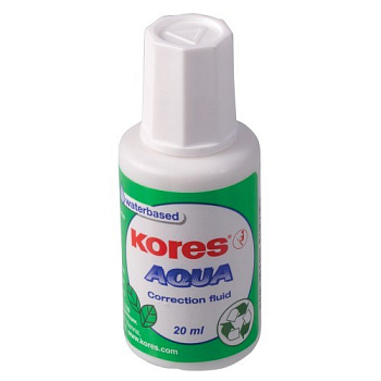 Корректирующая жидкость KORES Aqua 20 мл с кисточкой на водной основе