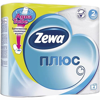 Бумага туалетная ZEWA ПЛЮС белая