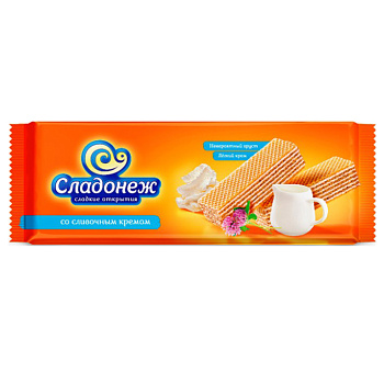 Вафли "Сладонеж", 270 г, со сливочным кремом