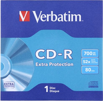 Компакт-диск CD-R Verbatim DL Extra Protection 52x, бумажный конверт