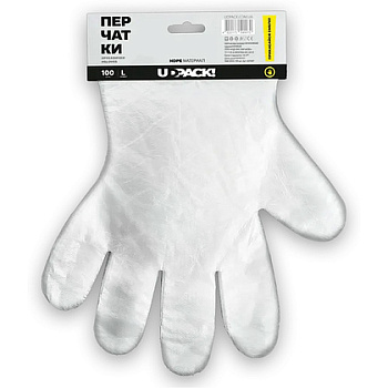 Перчатки полиэтиленовые одноразовые 100 шт./уп. прозрачный, на планке