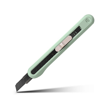 Нож для бумаги мал. "Deli Nusign" 9 мм, усиленный, зеленый