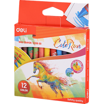 Мелки восковые 12 шт. Deli "ColorRun" кругл.