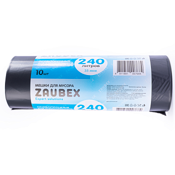 Мешки для мусора ПВД Zaubex 86*132см цв.черный, особопрочные