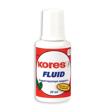 Корректирующая жидкость KORES Fluid 20 мл с кисточкой на спиртовой основе