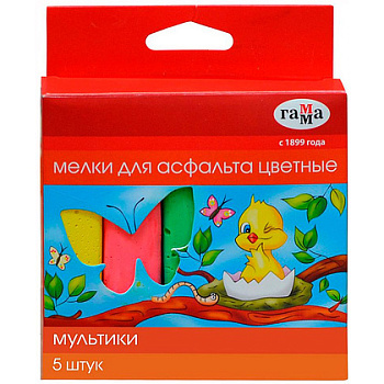 Мелки для асфальта 5 шт. "Мультики" ассорти