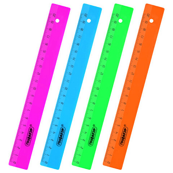 Линейка ПИФАГОР, непрозрачная, неоновая, ассорти