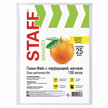 Файл (папка-карман) STAFF ЭКОНОМ 226828 А4 25 мкм 100 штук в упаковке